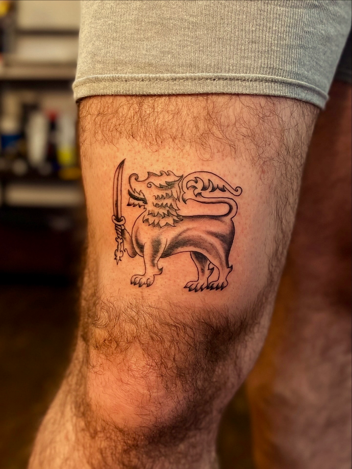 Sri Lankan lion tattoo